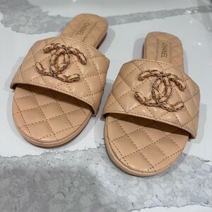 Chanel Tan Quilted Women's Sandals